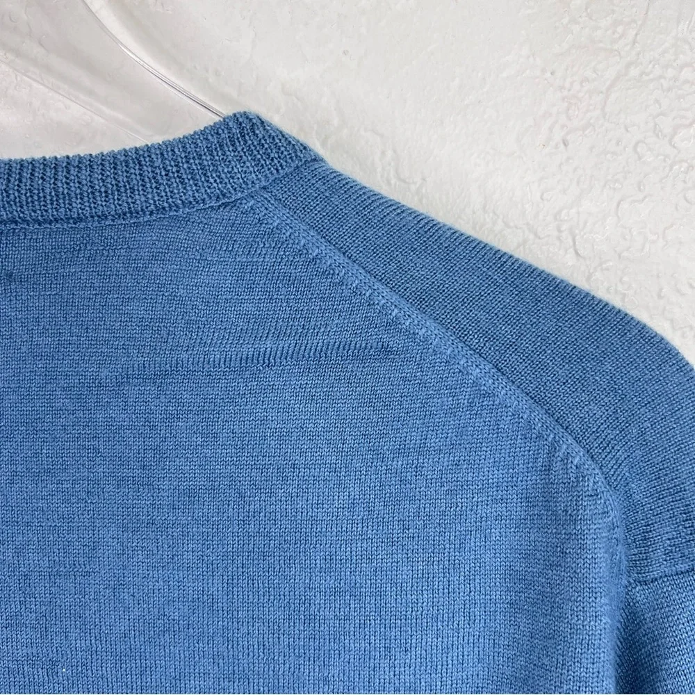 J. CREW Men’s Heather Blue 100% Merino Wool V-Neck Pullover Sweater XL
